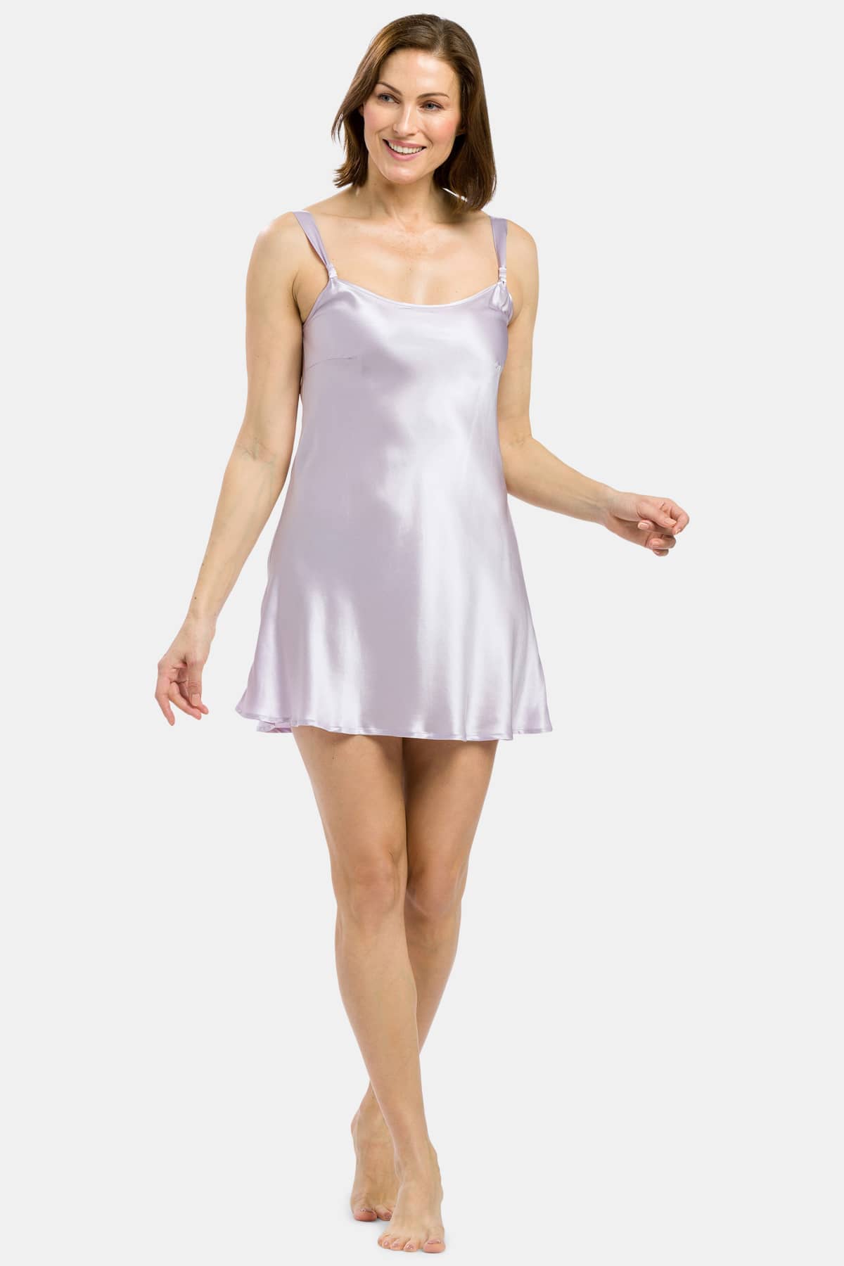 Women's 100% Mulberry Silk Chemise Womens>Sleep and Lounge>Nightgown Fishers Finery Lavender Fog X-Small
