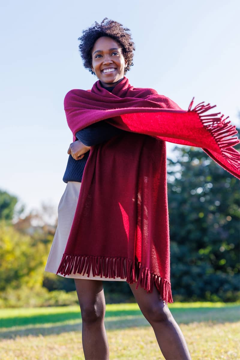 Women's 100% Pure Cashmere Knit Shawl Wrap with Fringe and Gift Box Womens>Accessories>Scarf Fishers Finery