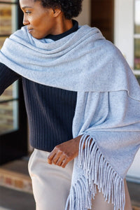 Women's 100% Pure Cashmere Knit Shawl Wrap with Fringe and Gift Box Womens>Accessories>Scarf Fishers Finery
