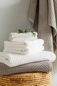 Texere 100% Organic Cotton Diamond Jacquard Towel Set Home>Bathroom>Towels Fishers Finery