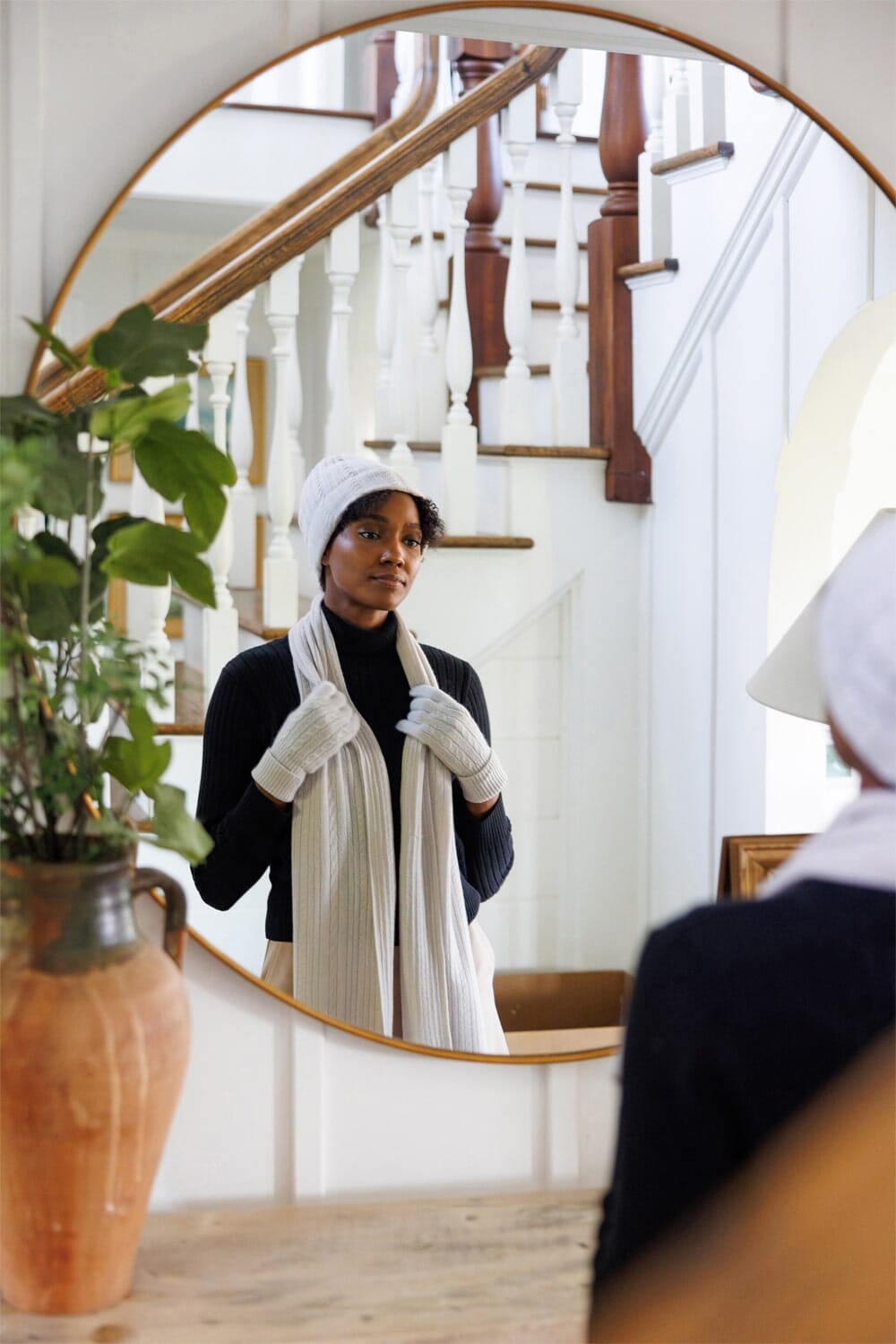 Women's 3pc 100% Pure Cashmere Cable Knit Hat Glove Scarf Set with Gift Box Womens>Accessories>Cashmere Set Fishers Finery