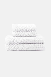 Texere 100% Organic Cotton Diamond Jacquard Towel Set Home>Bathroom>Towels Fishers Finery Bright White 4 Pack ( 2 Hand & 2 Wash)