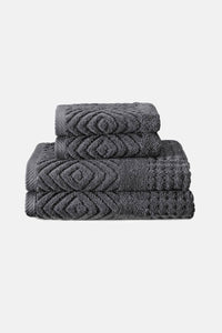 Texere 100% Organic Cotton Diamond Jacquard Towel Set Home>Bathroom>Towels Fishers Finery Charcoal 4 Pack ( 2 Hand & 2 Wash)