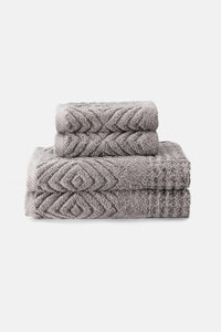 Texere 100% Organic Cotton Diamond Jacquard Towel Set Home>Bathroom>Towels Fishers Finery Cathedral Gray 4 Pack ( 2 Hand & 2 Wash)