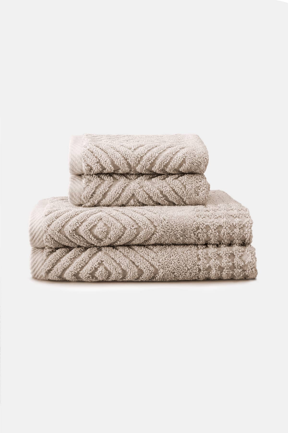Texere 100% Organic Cotton Diamond Jacquard Towel Set Home>Bathroom>Towels Fishers Finery Oxford Tan 4 Pack ( 2 Hand & 2 Wash)