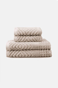 Texere 100% Organic Cotton Diamond Jacquard Towel Set Home>Bathroom>Towels Fishers Finery Oxford Tan 4 Pack ( 2 Hand & 2 Wash)