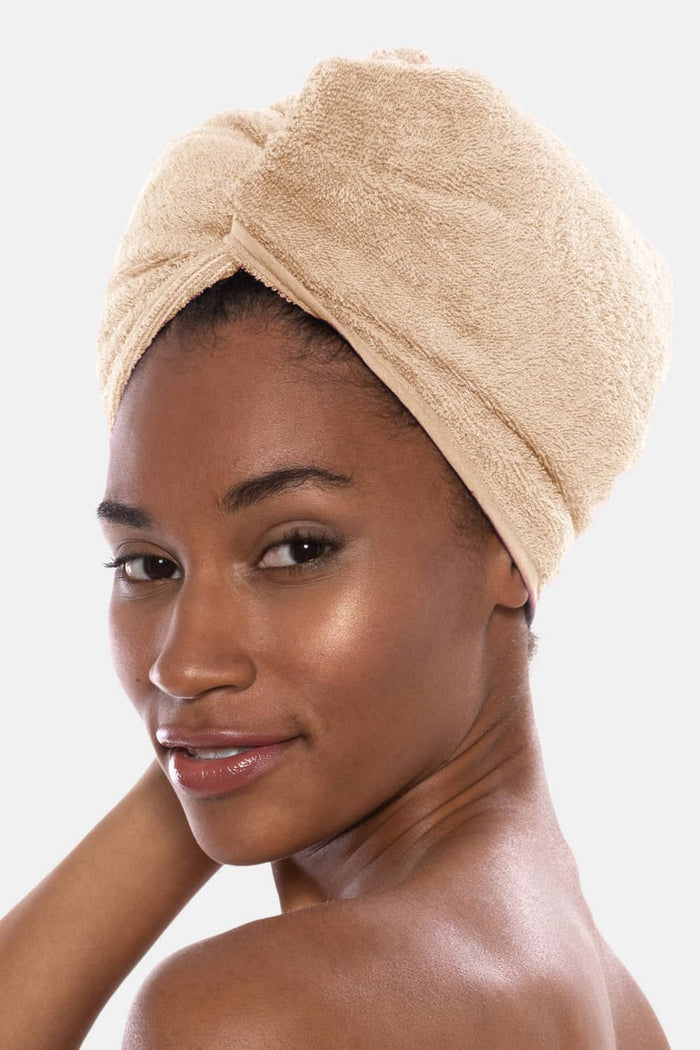 Texere Women's Terry Cloth Hair Towel / Wrap Womens>Spa>Hair Towel Fishers Finery Almond Buff
