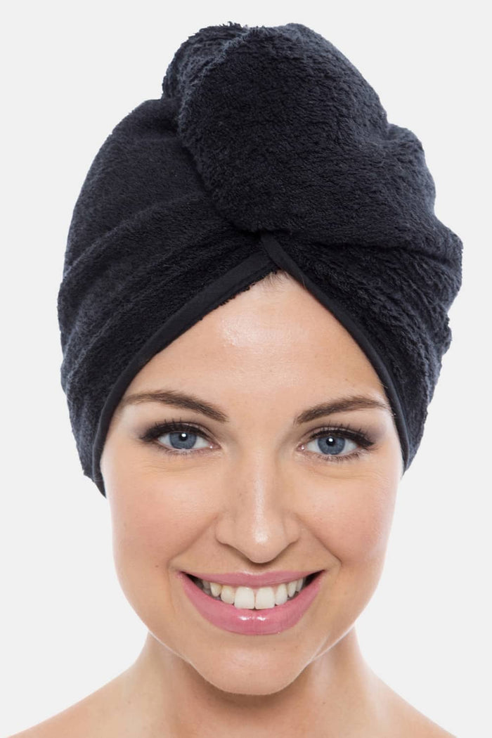 Texere Women's Terry Cloth Hair Towel / Wrap Womens>Spa>Hair Towel Fishers Finery Black
