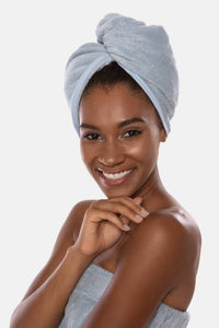 Texere Women's Terry Cloth Hair Towel / Wrap Womens>Spa>Hair Towel Fishers Finery Blue Fog