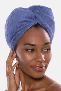 Texere Women's Terry Cloth Hair Towel / Wrap Womens>Spa>Hair Towel Fishers Finery Kashmir Blue