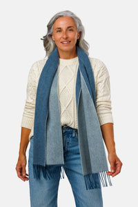 Women's Classic 100% Pure Cashmere Scarf Womens>Accessories>Scarf Fishers Finery Blue Two Tone One Size