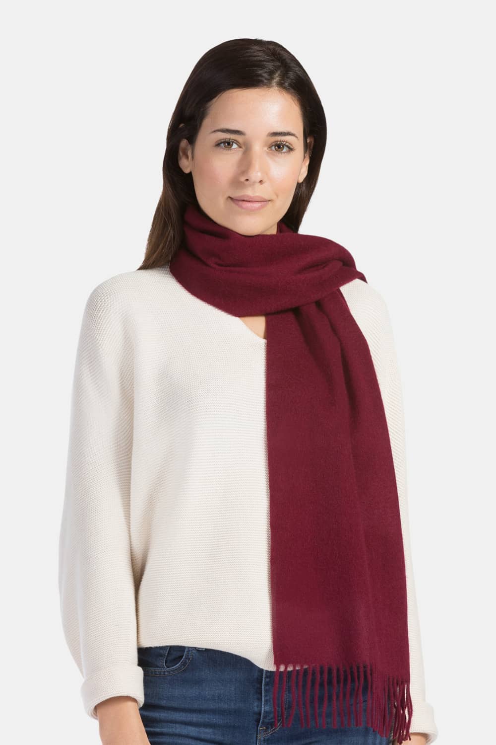 Women's Classic 100% Pure Cashmere Scarf Womens>Accessories>Scarf Fishers Finery Cabernet One Size