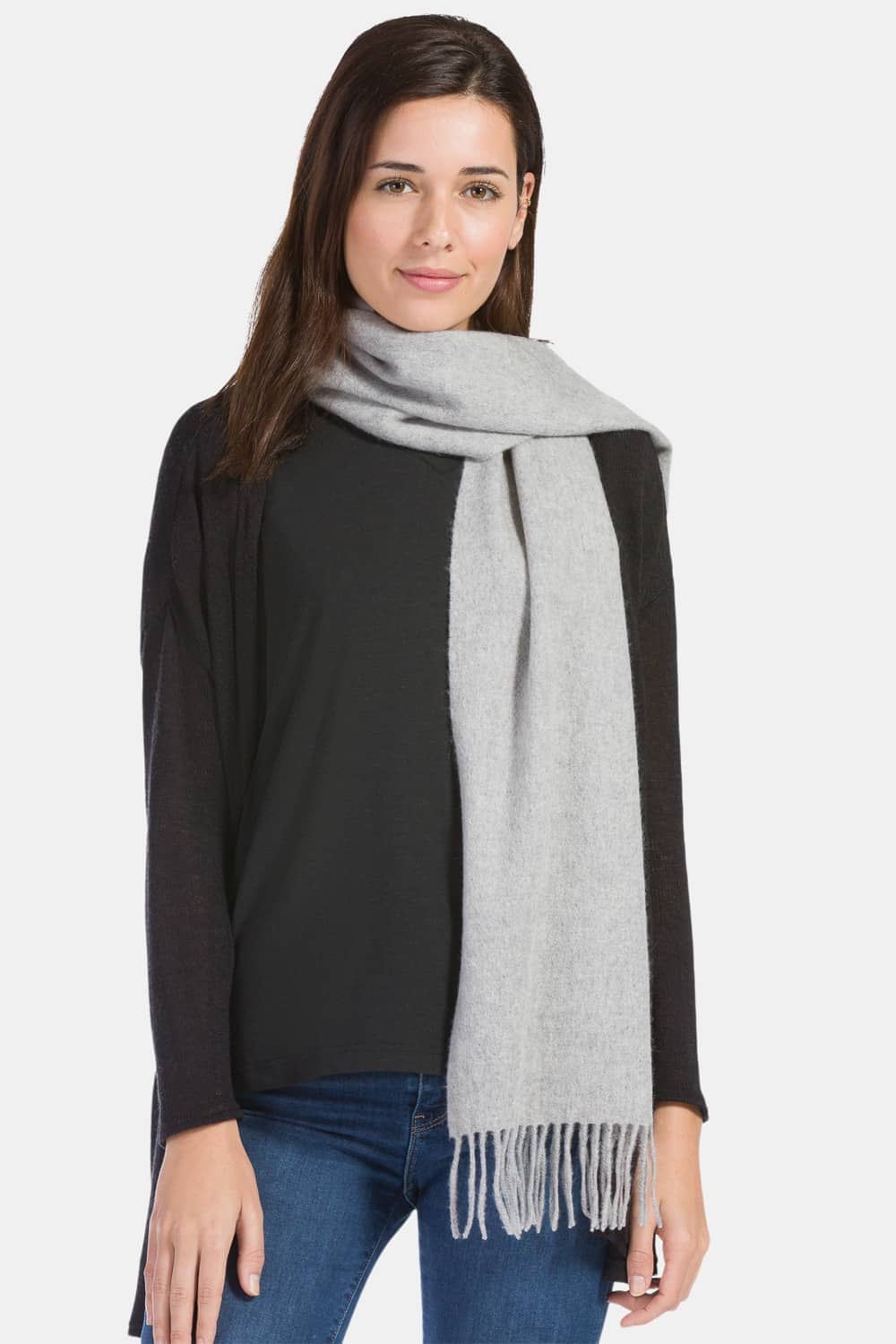 Women's Classic 100% Pure Cashmere Scarf Womens>Accessories>Scarf Fishers Finery Gray One Size