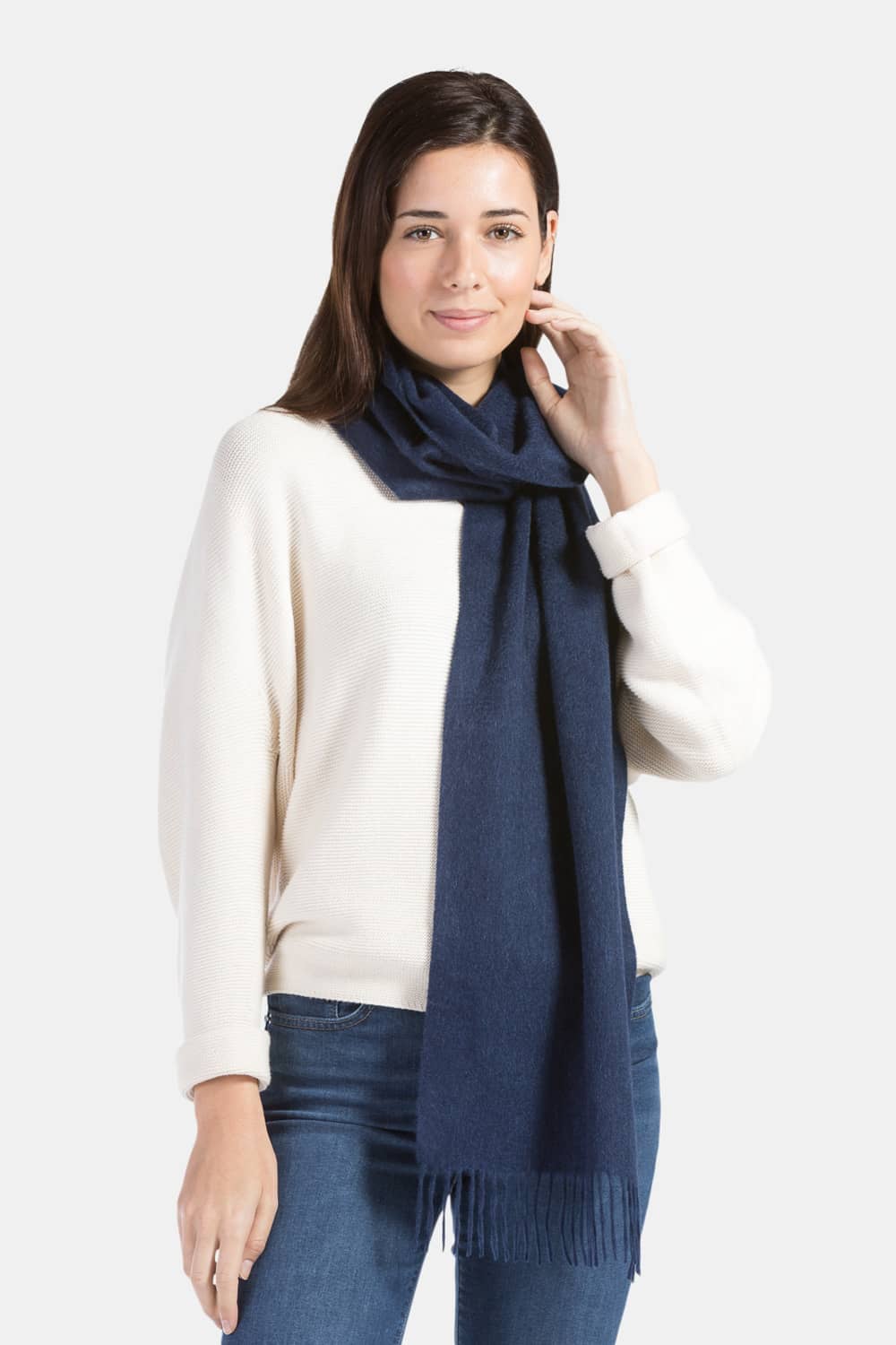 Women's Classic 100% Pure Cashmere Scarf Womens>Accessories>Scarf Fishers Finery Navy One Size