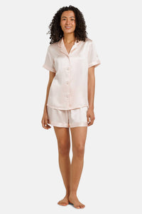 Women's 100% Mulberry Silk Short Sleeve Pajama Set with Gift Box Womens>Sleep and Lounge>Pajamas Fishers Finery Petal Pink XS