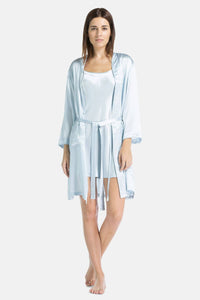 Women's 100% Pure Mulberry Silk Robe Womens>Sleepwear>Robe Fishers Finery Misty Blue X-Small