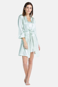 Women's 100% Pure Mulberry Silk Robe Womens>Sleepwear>Robe Fishers Finery Light Green X-Small