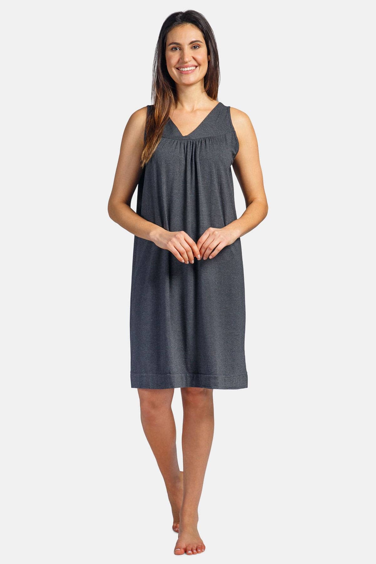 Women's Sleeveless EcoFabric™ Nightgown - Relaxed Fit Womens>Sleepwear>Nightgown Fishers Finery Heather Gray X-Small