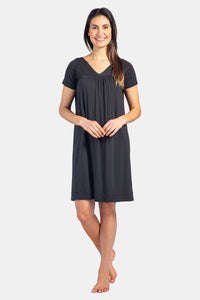 Women's Short Sleeve EcoFabric™ Nightgown - Relaxed Fit Womens>Sleepwear>Nightgown Fishers Finery Black X-Small