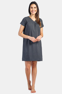 Women's Short Sleeve EcoFabric™ Nightgown - Relaxed Fit Womens>Sleepwear>Nightgown Fishers Finery Heather Gray X-Small