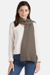 Women's 100% Pure Cashmere Ribbed Knit Scarf with Gift Box Womens>Accessories>Scarf Fishers Finery Cappuccino