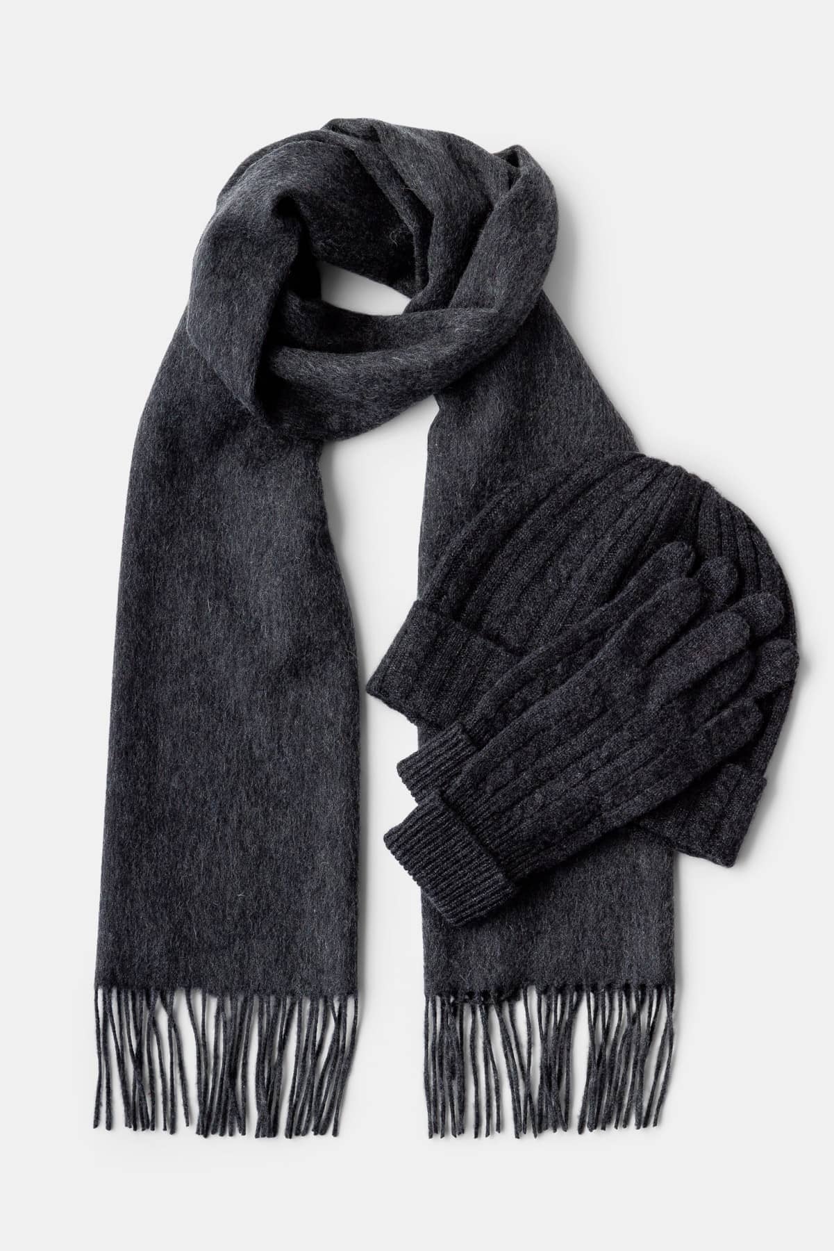 Women's 3pc 100% Pure Cashmere Cable Knit Hat, Glove & Woven Scarf Set with Gift Box Womens>Accessories>Cashmere Set Fishers Finery