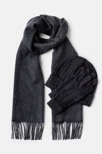 Women's 3pc 100% Pure Cashmere Cable Knit Hat, Glove & Woven Scarf Set with Gift Box Womens>Accessories>Cashmere Set Fishers Finery