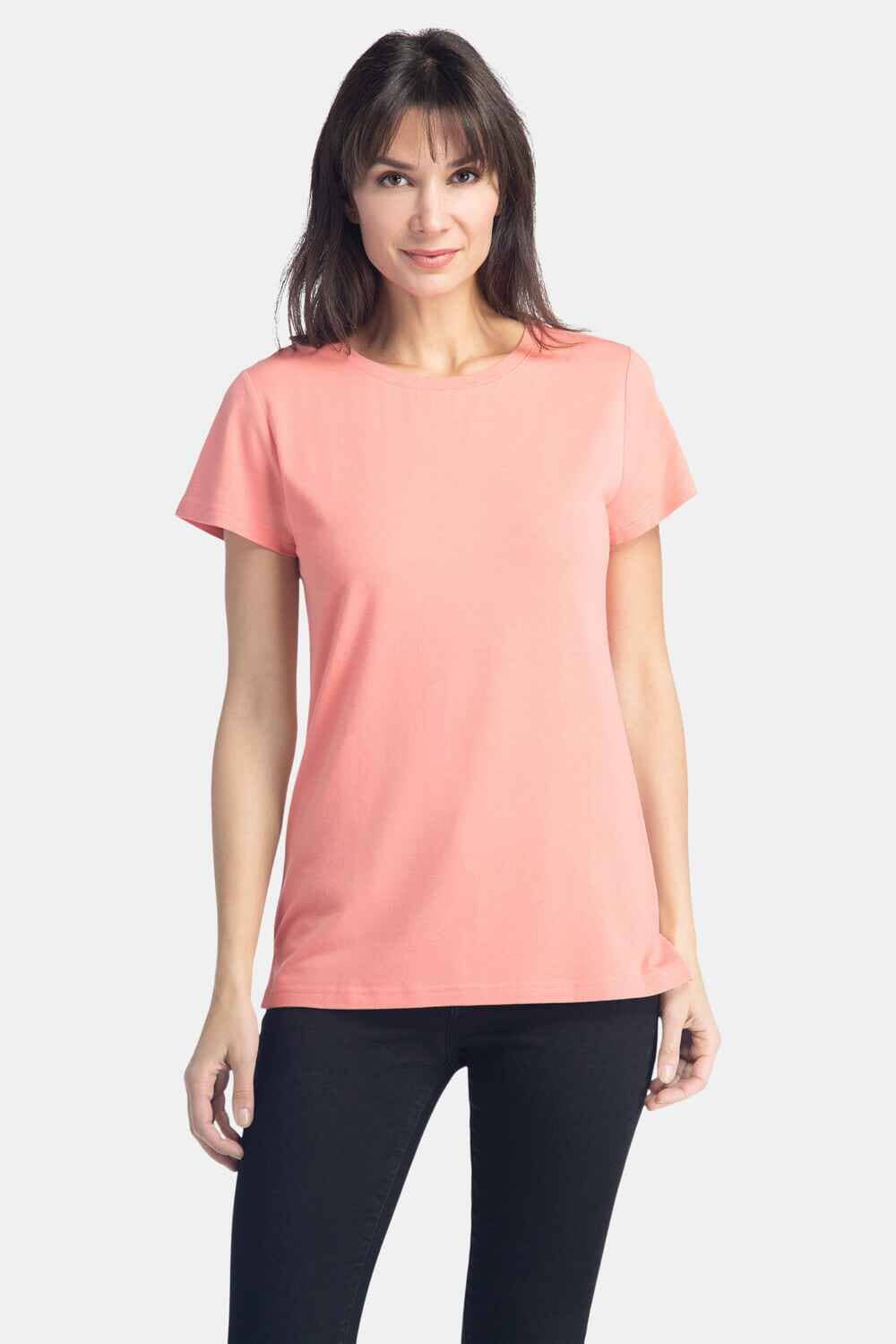 Women's Classic Fit EcoFabric™ Crew Neck Tee Womens>Casual>Top Fishers Finery Coral XS