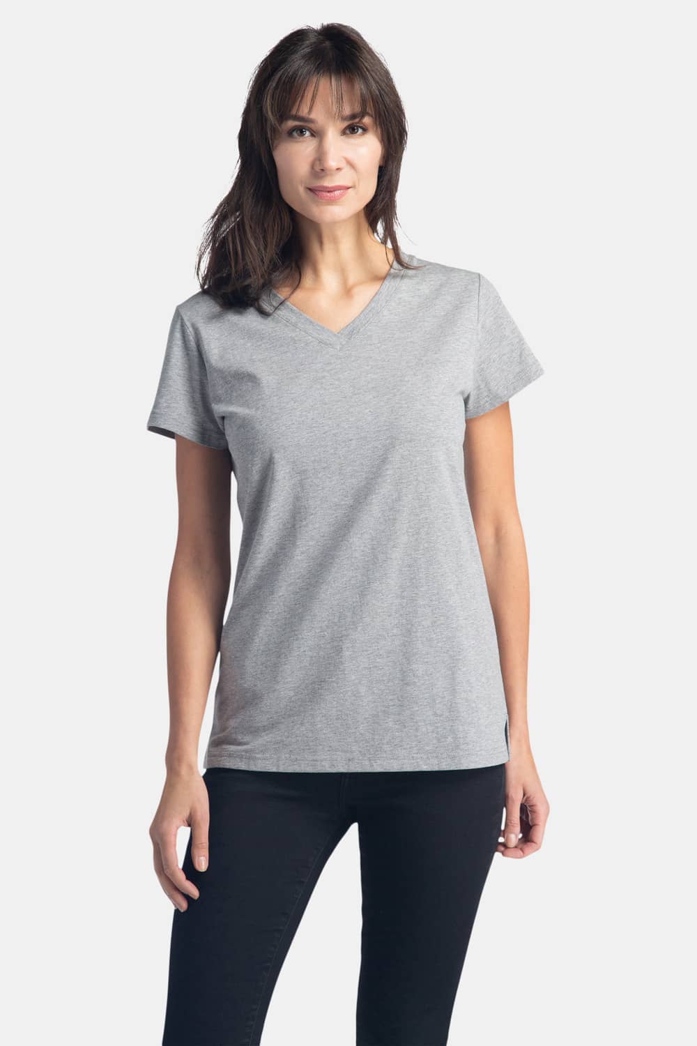 Women's Classic Fit EcoFabric™ V-Neck Tee Womens>Casual>Top Fishers Finery Light Heather Gray XS