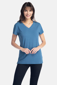 Women's Classic Fit EcoFabric™ V-Neck Tee Womens>Casual>Top Fishers Finery Moonlight Blue XS