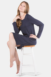 Women's Jersey Below Knee Henley Nightshirt Womens>Sleep and Lounge>Nightgown Fishers Finery