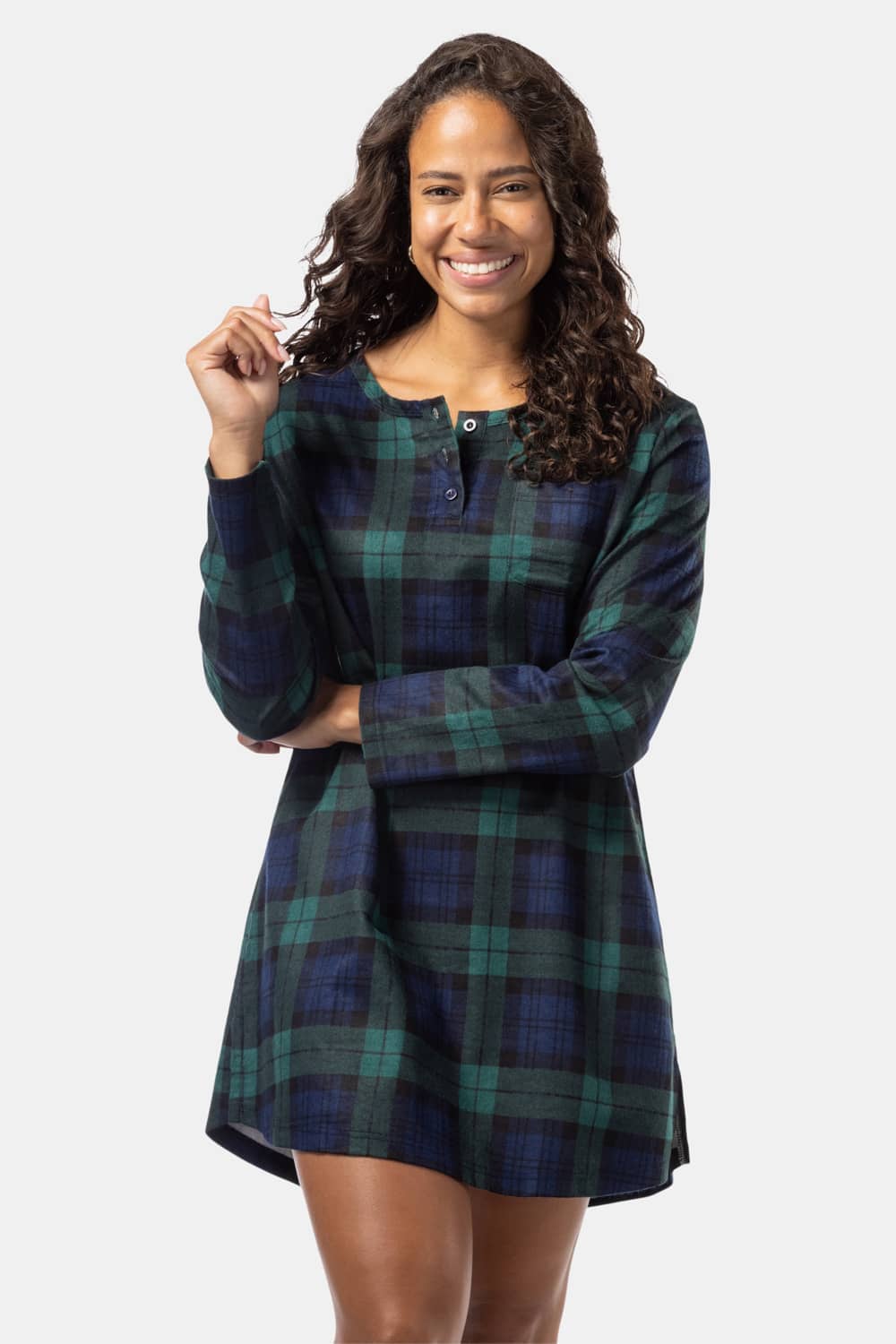 Women's EcoFlannel™ Above Knee Henley Nightshirt Womens>Sleep and Lounge>Nightgown Fishers Finery