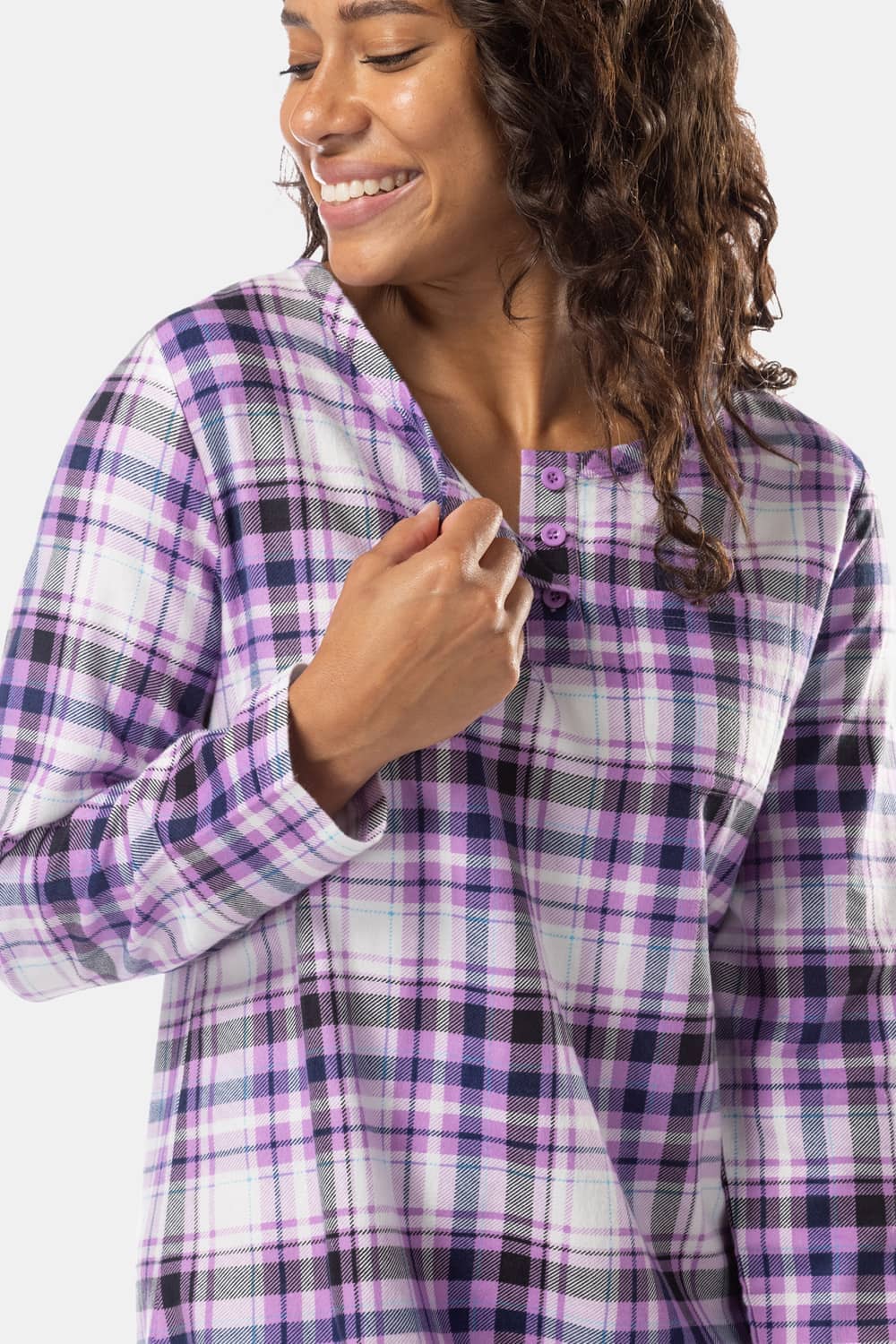 Women's EcoFlannel™ Above Knee Henley Nightshirt Womens>Sleep and Lounge>Nightgown Fishers Finery
