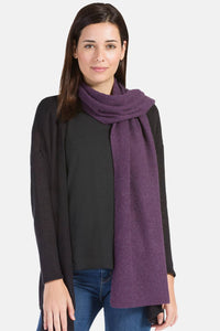 Women's 100% Pure Cashmere Ribbed Knit Scarf with Gift Box Womens>Accessories>Scarf Fishers Finery Eggplant