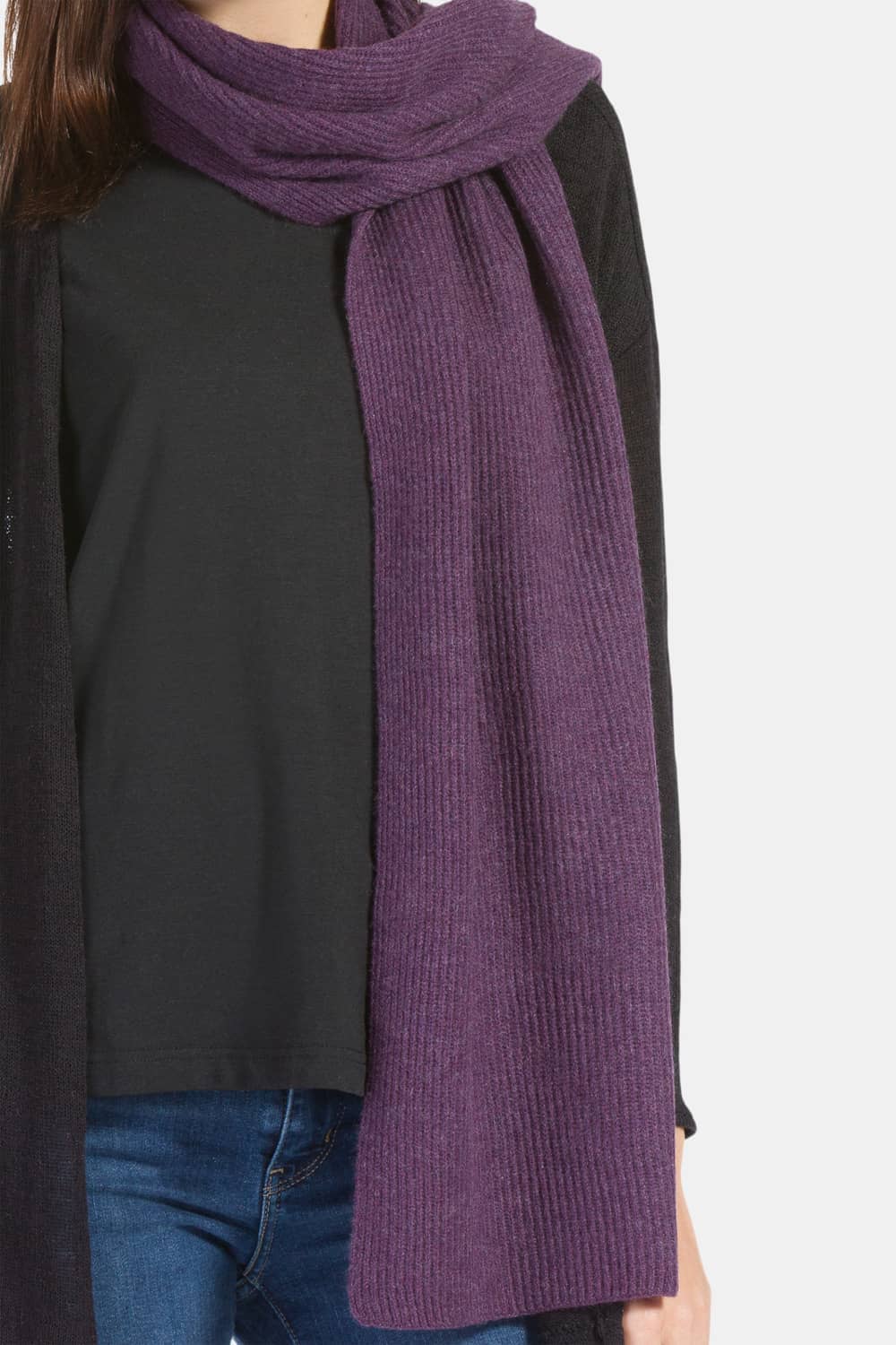 Women's 100% Pure Cashmere Ribbed Knit Scarf with Gift Box Womens>Accessories>Scarf Fishers Finery