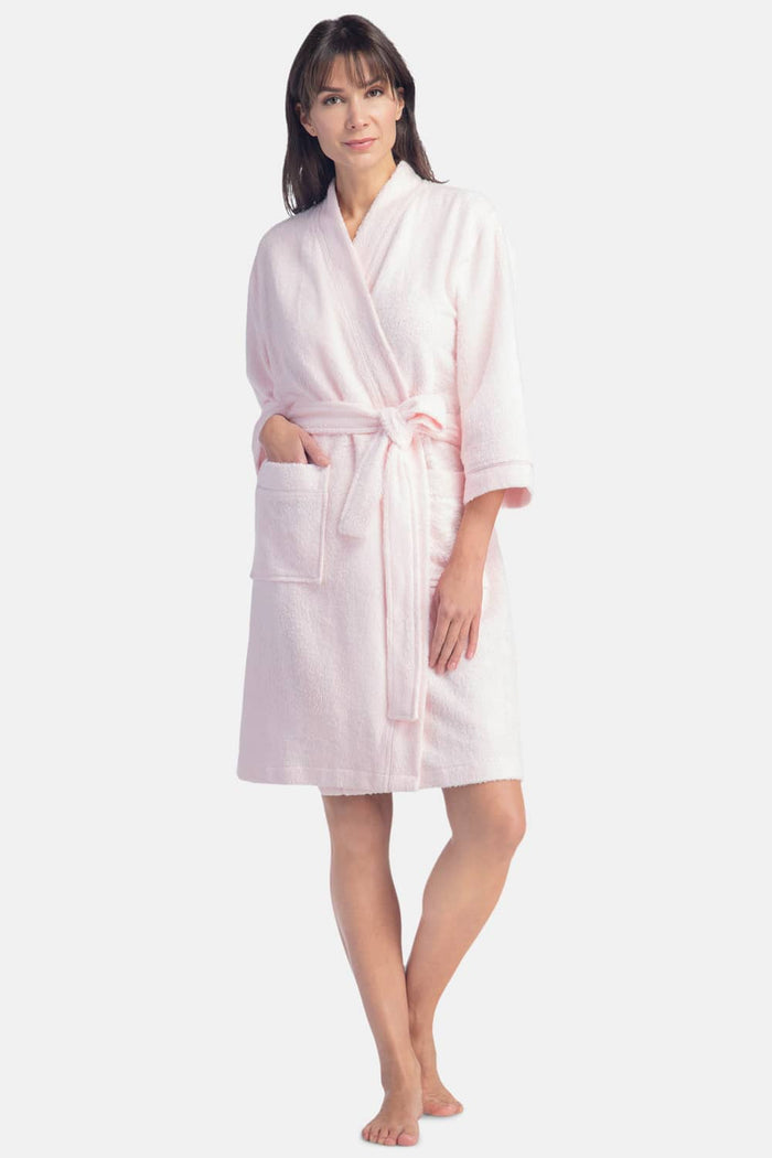 Women's Kimono Style Terry Cloth Bathrobe Womens>Spa>Robe Fishers Finery Heavenly Pink Small