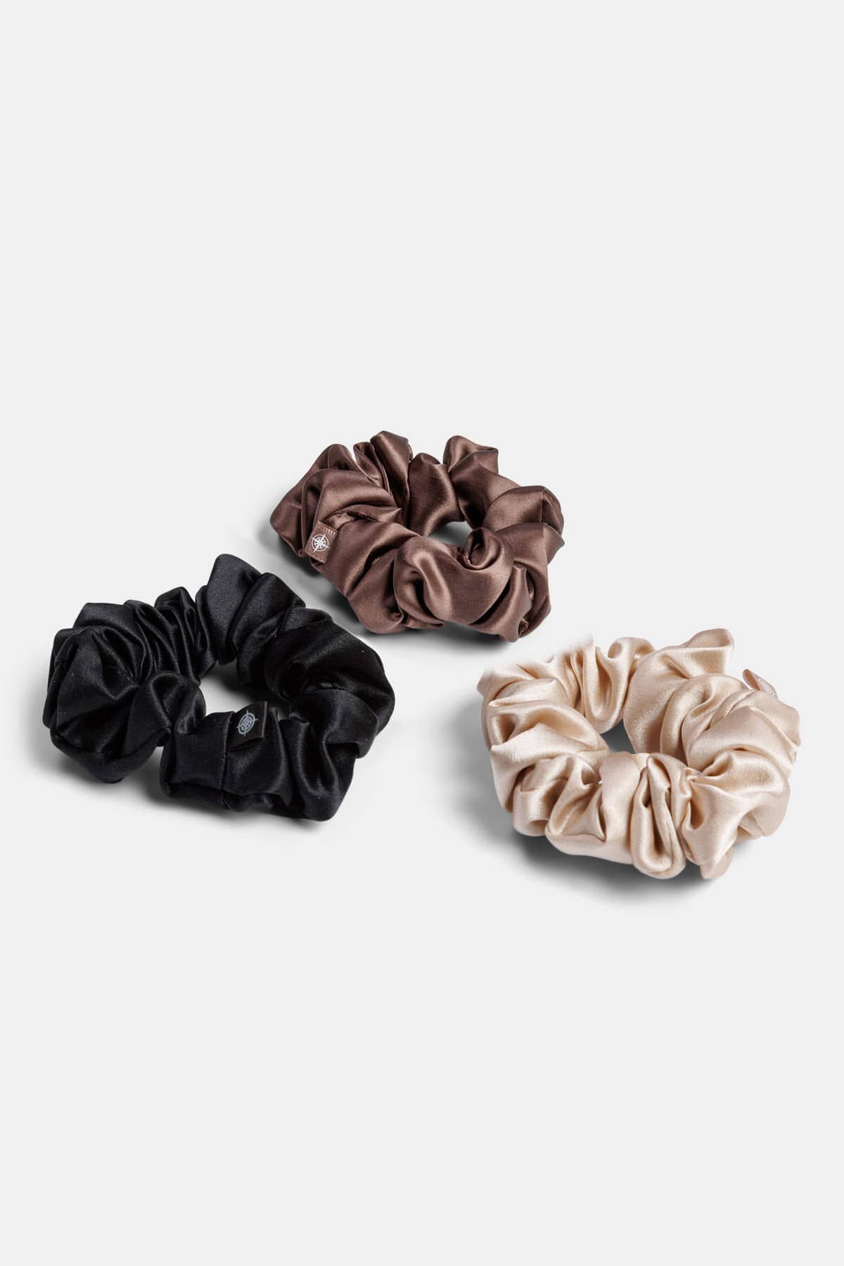 100% Pure Mulberry Silk Hair Scrunchies with Gift Box - Set of 3 Large Hair Ties Womens>Beauty>Hair Care Fishers Finery Taupe-Chocolate-Black