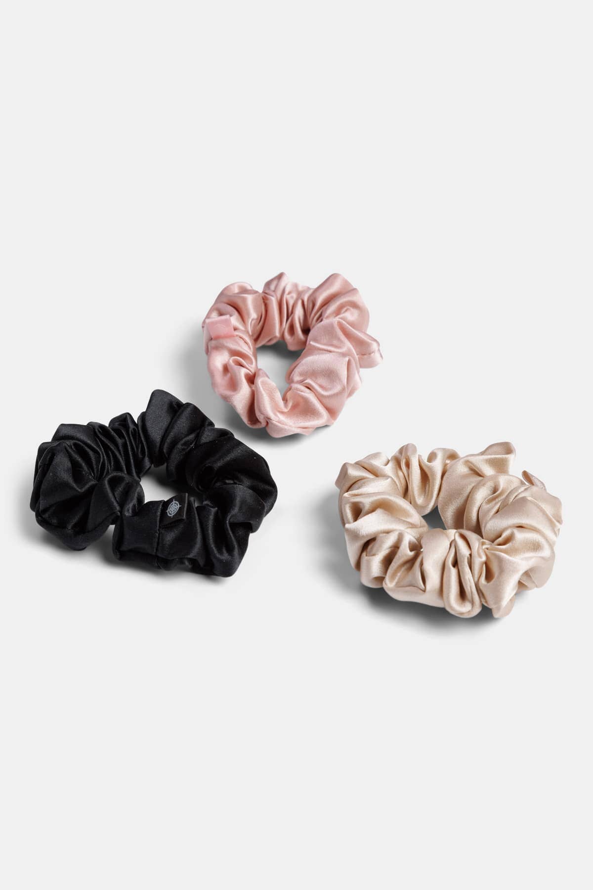 100% Pure Mulberry Silk Hair Scrunchies with Gift Box - Set of 3 Large Hair Ties Womens>Beauty>Hair Care Fishers Finery Pink-Taupe-Black