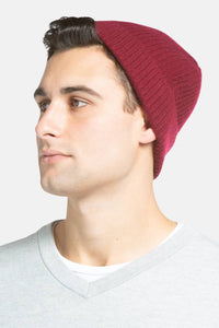 Men's 100% Pure Cashmere Ribbed Hat Mens>Accessories>Hat Fishers Finery Cabernet One Size Fits Most