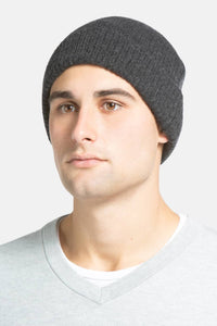 Men's 100% Pure Cashmere Ribbed Hat Mens>Accessories>Hat Fishers Finery Charcoal One Size Fits Most
