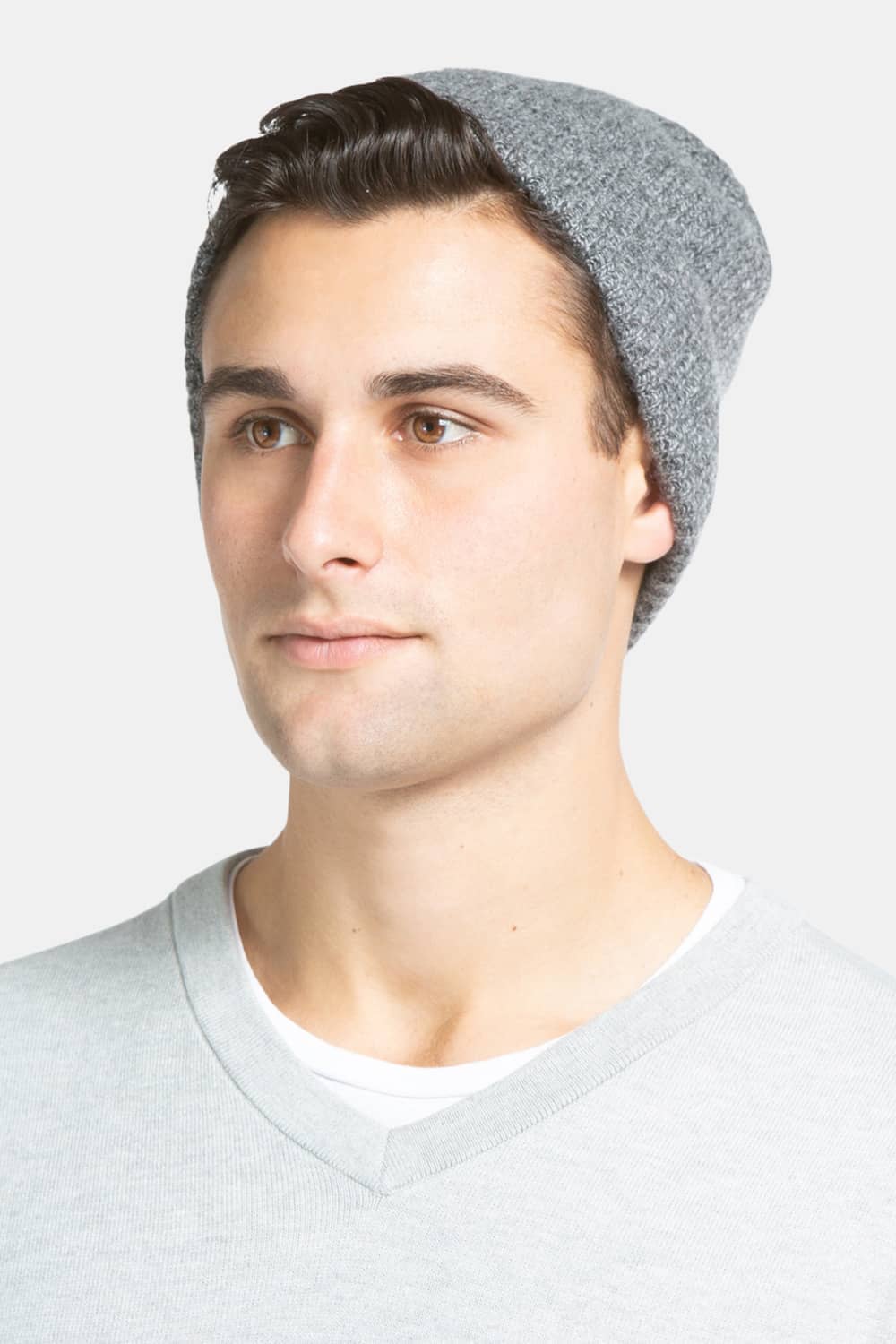 Men's 100% Pure Cashmere Ribbed Hat Mens>Accessories>Hat Fishers Finery Heather Gray One Size Fits Most