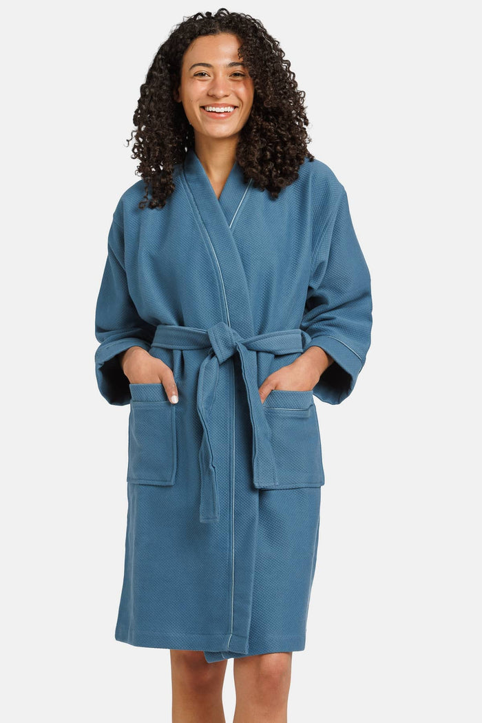 Women's Modal Kimono Resort Spa Robe with Quilted Design - NEW & IMPROVED FABRIC Womens>Sleep and Lounge>Robe Fishers Finery Moonlight Blue XS