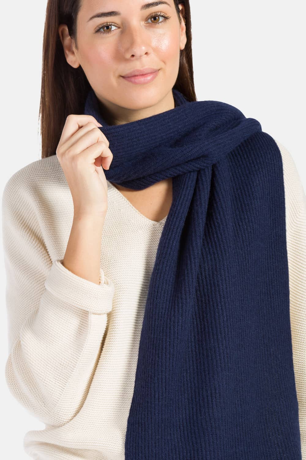Women's 100% Pure Cashmere Ribbed Knit Scarf with Gift Box Womens>Accessories>Scarf Fishers Finery