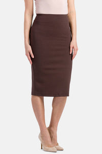 Women's Ponte Knit Midi Length Pencil Skirt Womens>Skirt Fishers Finery JAVA X-SMALL