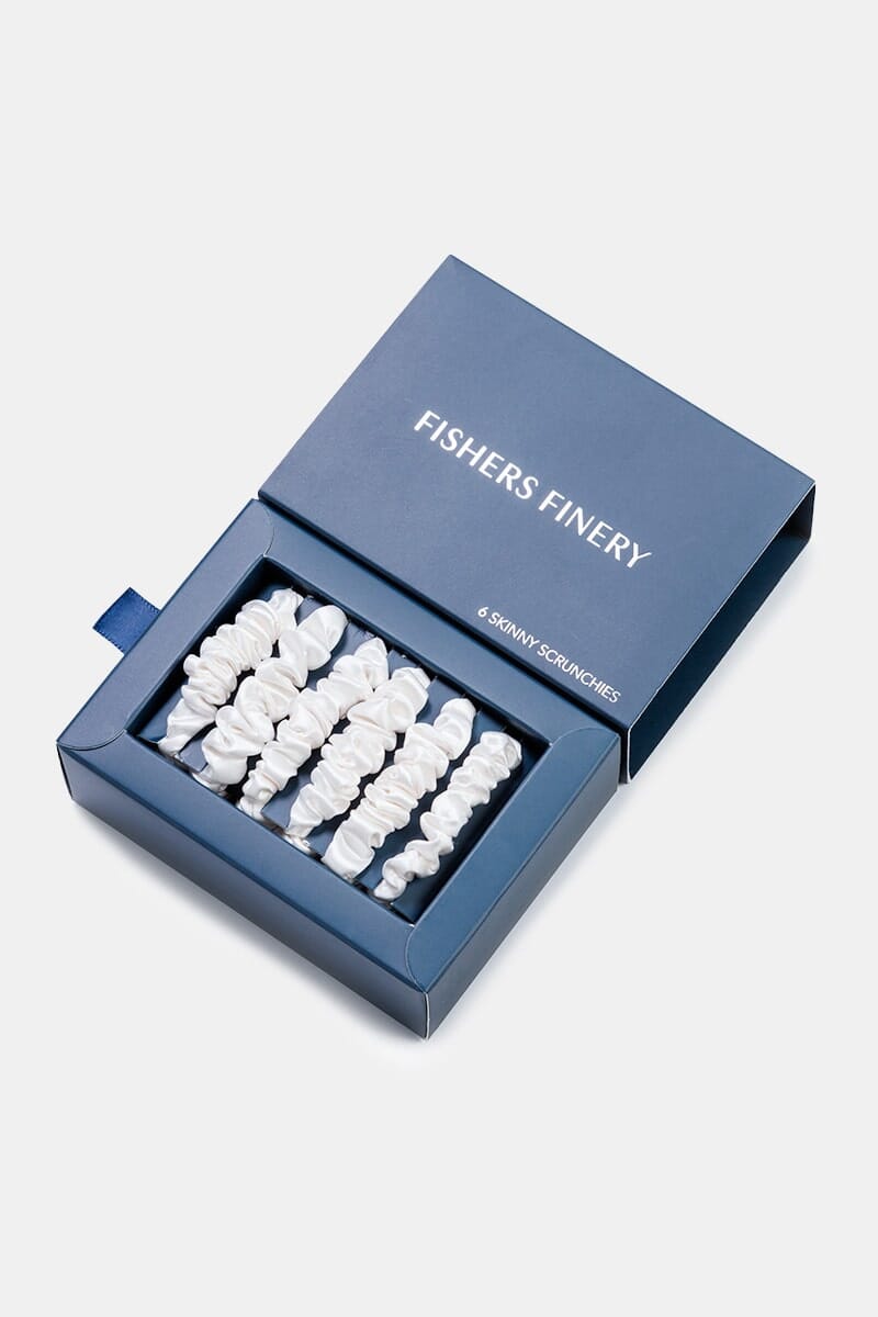 100% Pure Mulberry Silk Hair Scrunchies with Gift Box - Set of 6 Skinny Hair Ties Womens>Beauty>Hair Care Fishers Finery