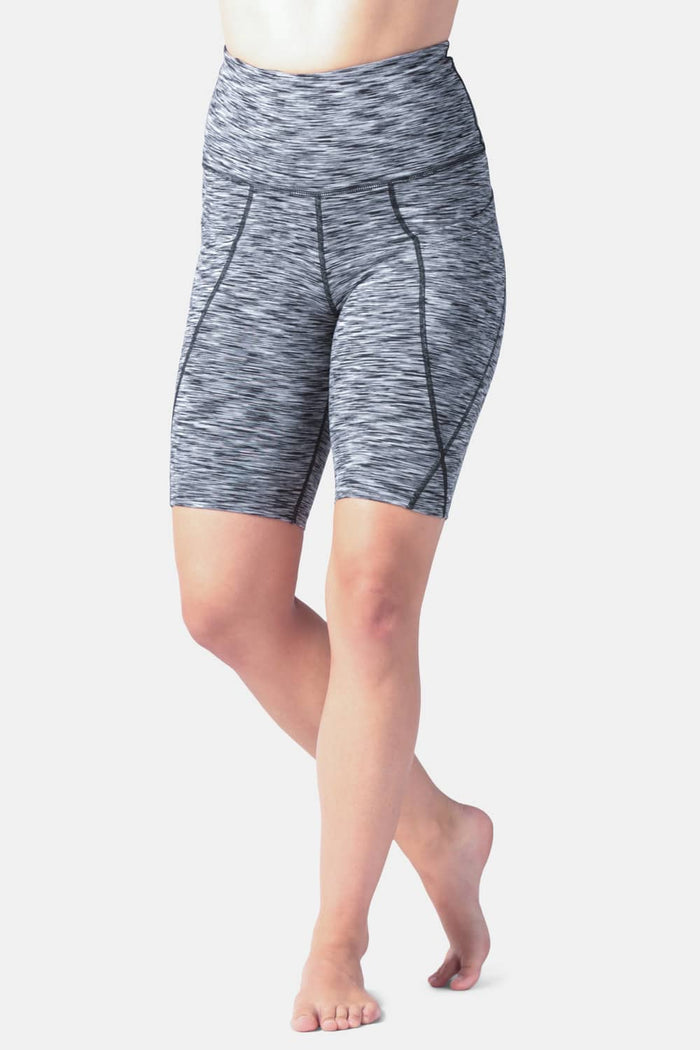 Women's EcoFabric™ Super High-Rise Active 9" Biker Short Womens>Activewear>Yoga Pants Fishers Finery Black White Space Dye X-Small