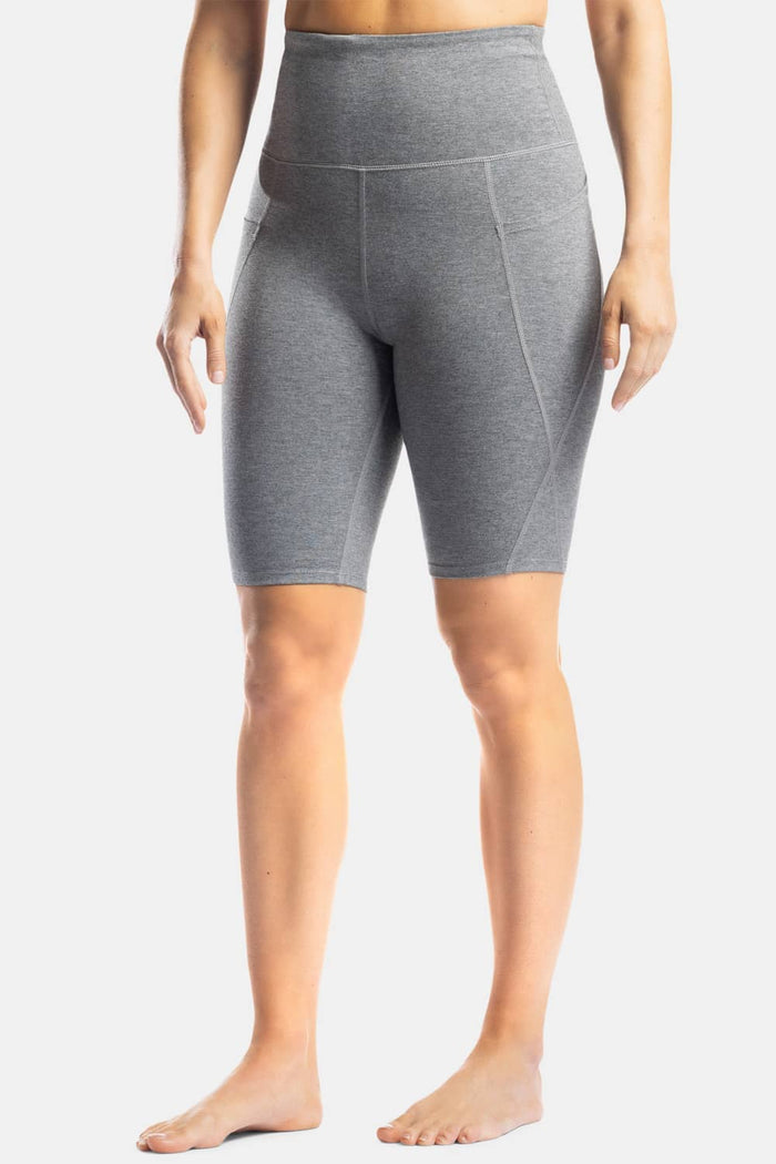 Women's EcoFabric™ Super High-Rise Active 9" Biker Short Womens>Activewear>Yoga Pants Fishers Finery Light Heather Gray X-Small