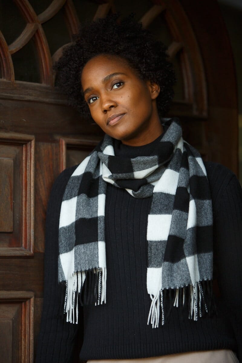 Women's Classic 100% Pure Cashmere Scarf Womens>Accessories>Scarf Fishers Finery White Buffalo Plaid One Size