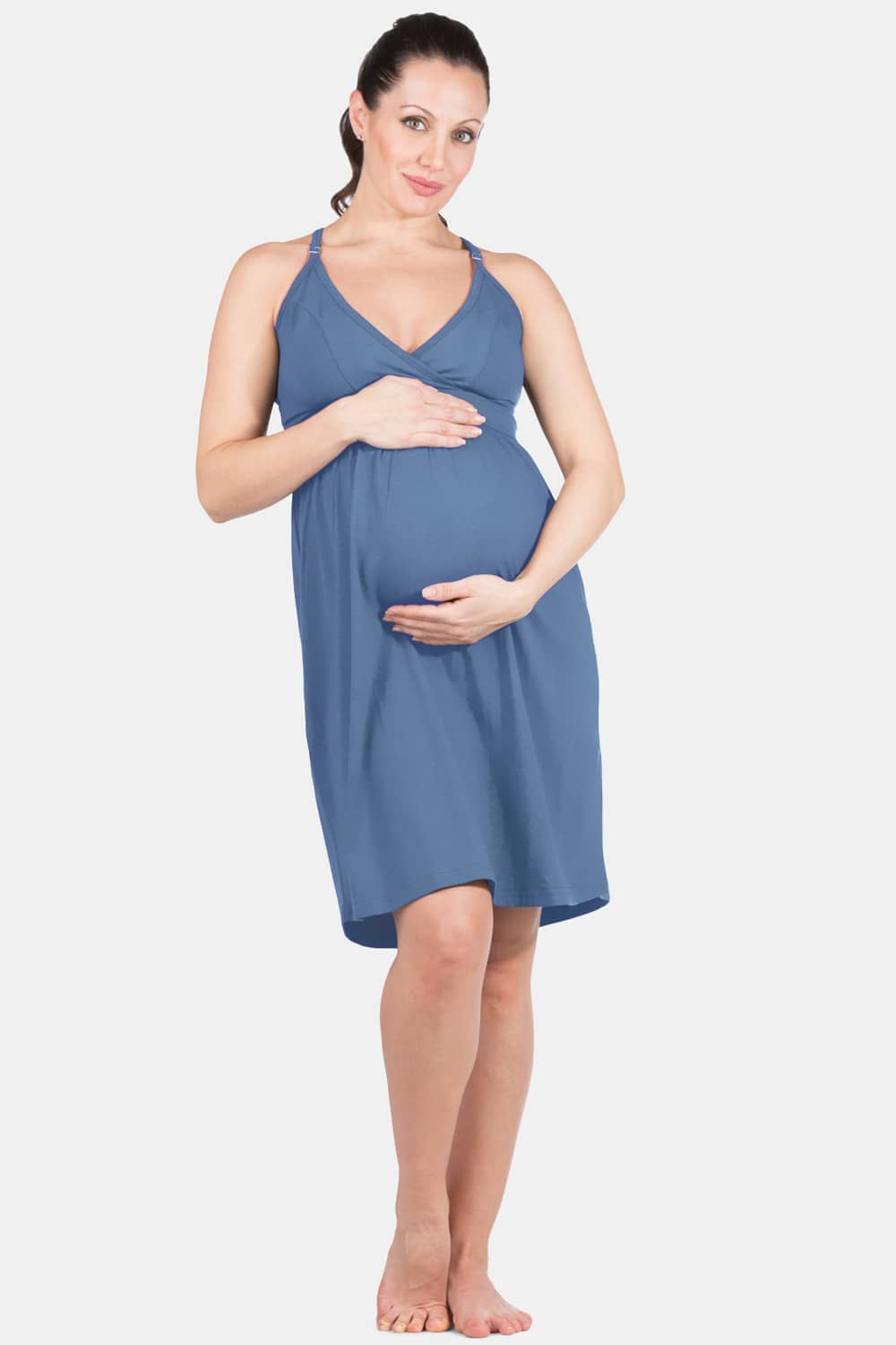 Wireless EcoFabric™ Maternity Nursing Nightgown Womens>Maternity Fishers Finery Moonlight Blue XS