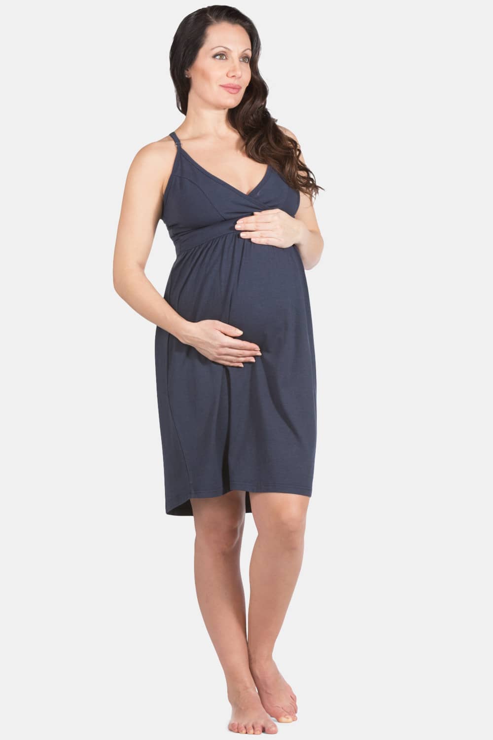 Wireless EcoFabric™ Maternity Nursing Nightgown Womens>Maternity Fishers Finery Navy XS